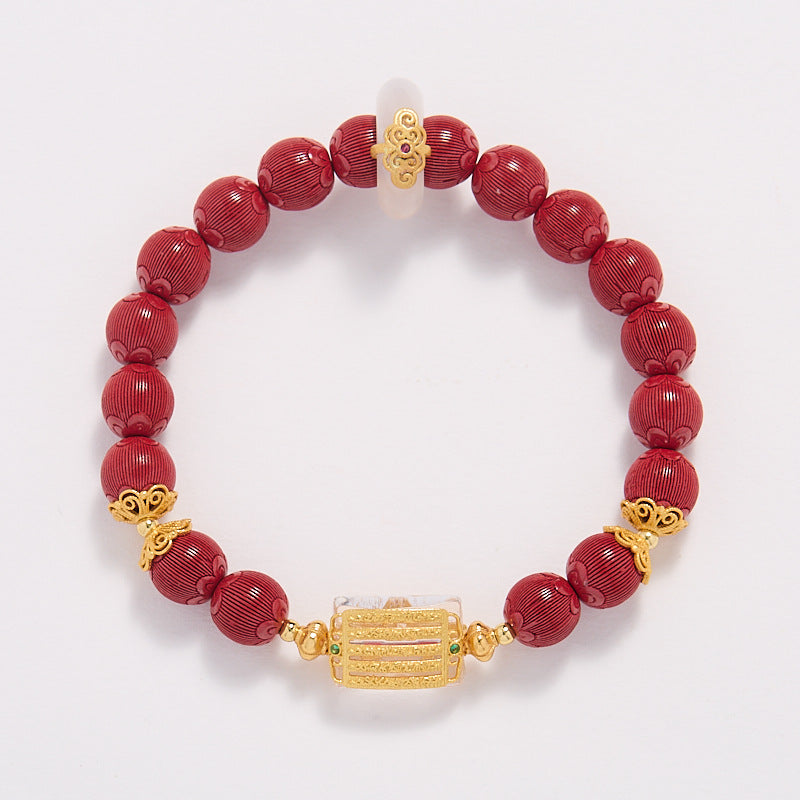 Xiangxi Original Mine High Content Imperial Cinnabar Bracelet Five Strands Ancient Method Velvet Cinnabar High-end Bracelet