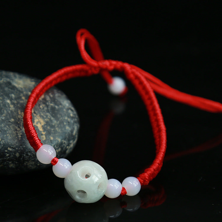 Natural emerald A Goods Red Rope Bracelet Lucky Red Rope Woven in the Year of Birth Red Carrying Strap
