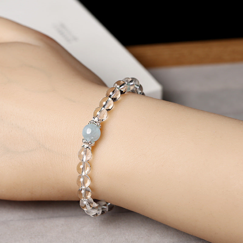Original Design Niche White Crystal Bracelet Fashion Simple Style Aquamarine Women S925Sterling Silver Jewelry Bracelet