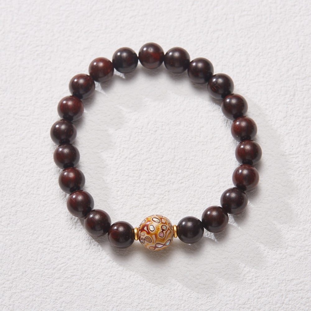 Natural Small Leaf Red Sandalwood Bracelet Authentic Old Material Sandalwood Buddha Beads Unisex Five-Way Five-Element Beads Wenwan Play Bracelet