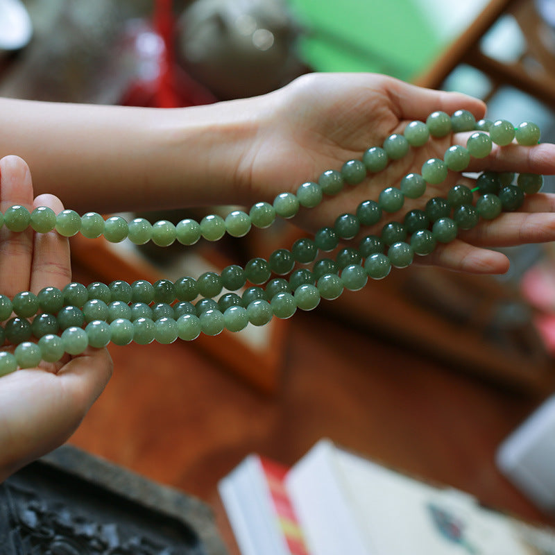 Customized Processing Natural Hetian Jade DIY Accessories Round Beads Loose Beads108Jade Bead Bracelet Accessories