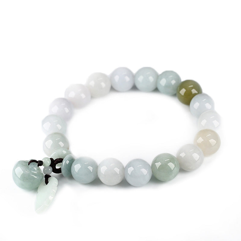 Natural Jadeite Bracelet with Pendant Pixiu Jadeite Jade Bracelet Jewelry Couple Style diy Bracelet