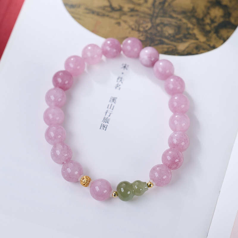 Armband aus lila Chalcedon und Hetian-Jade im gleichen Stil, S925er Silber, Armband mit Begonie- und Albizia-Muster