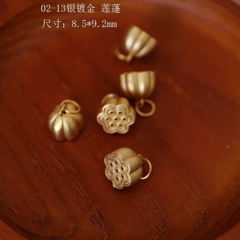 Silver Gold Plated Accessories Small Brand DIY Handmade Jewelry Accessories Butterfly Money Bag Crystal South Red Agate Flowing Style