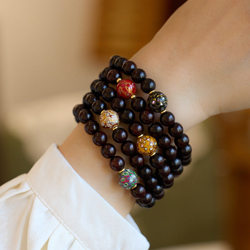Natural Small Leaf Red Sandalwood Bracelet Authentic Old Material Sandalwood Buddha Beads Unisex Five-Way Five-Element Beads Wenwan Play Bracelet