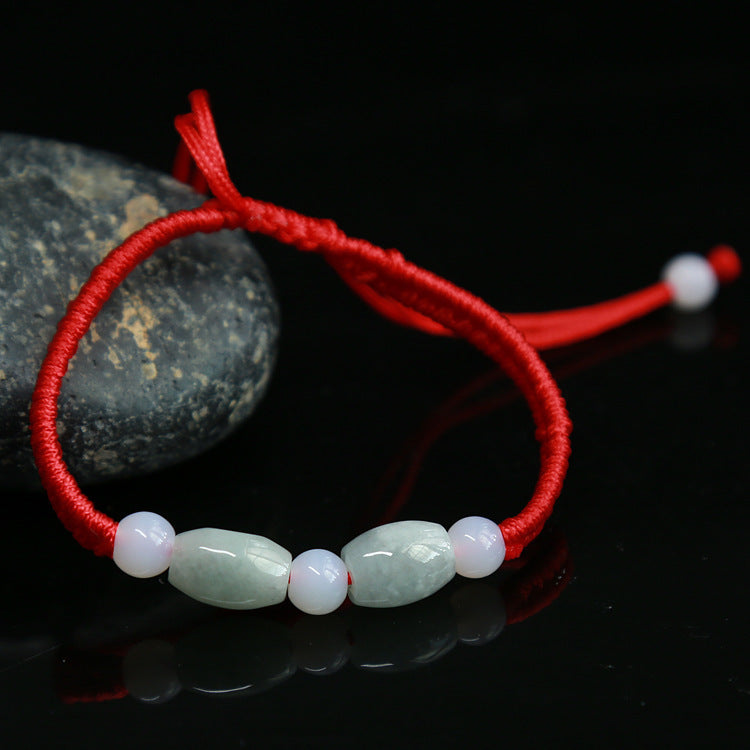 Jadeite Jade Red String Bracelet Red String Handmade Woven Bracelet for Zodiac Year Dragon Boat Festival Red String Gift Small Accessories