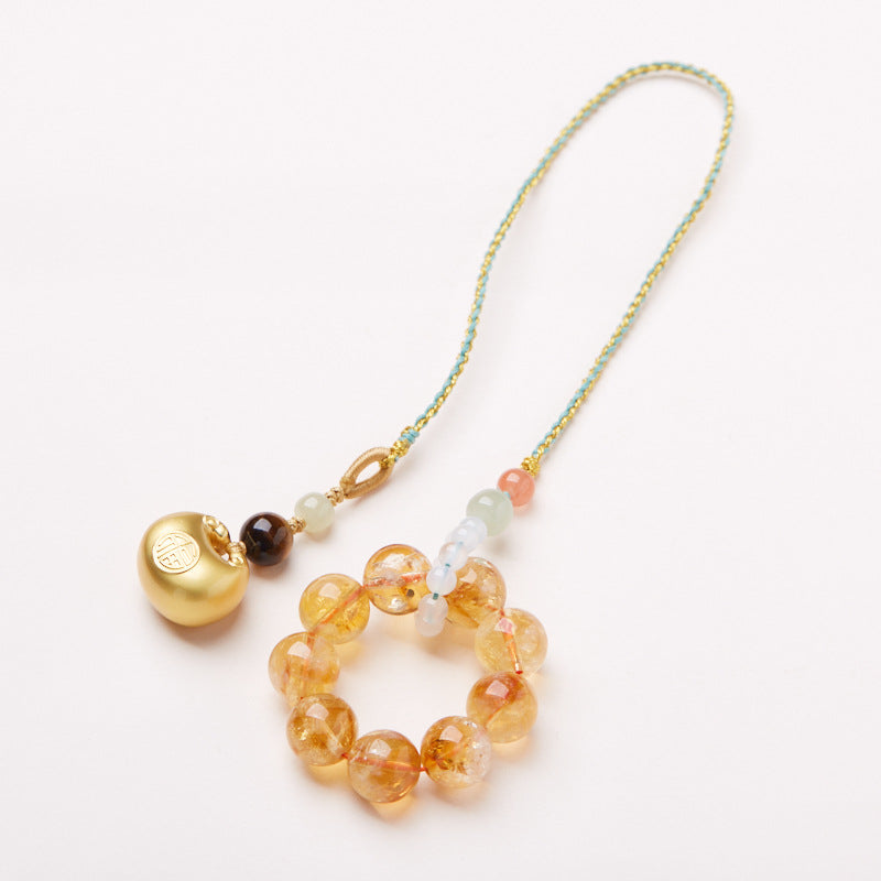 Temple Same Style Natural Yellow Asse Crystal Pendant Splendid Future Hair Wealth and Luck Lock Automobile Hanging Ornament Bag Hanging