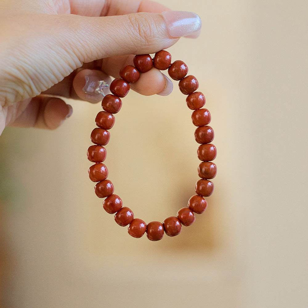 Chuanliang Liangshan Natural South Red Agate Bracelet Full Flesh Persimmon Red Old Xing Barrel Bead Straight Cut Agate Bracelet for Women