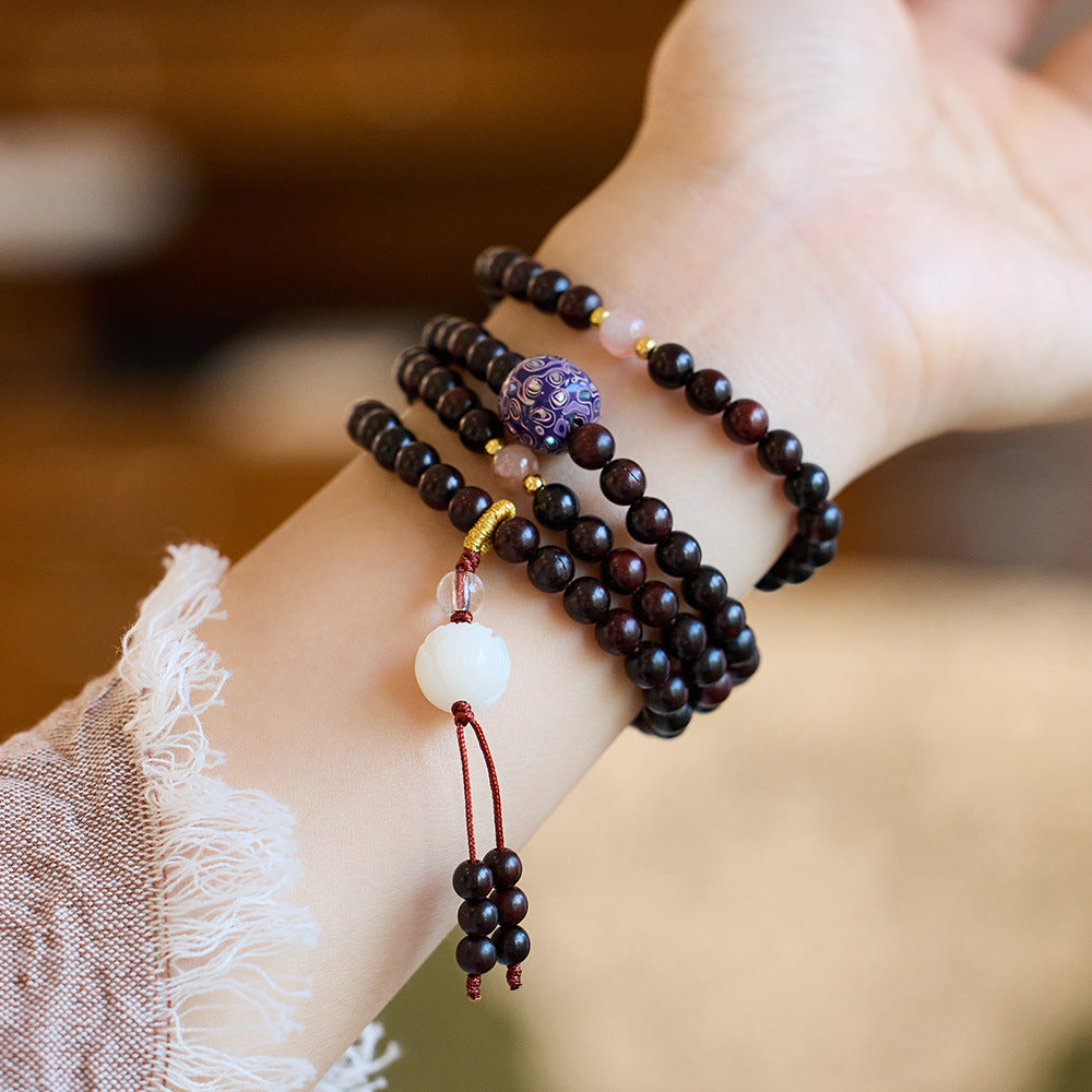 Natural Indian Authentic Pterocarpus Santalinus Bracelet108Old Materials Large Lacquer Beads Buddha Beads Bracelet Girlfriend Gifts