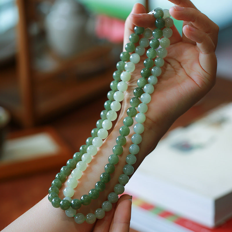 Customized Processing Natural Hetian Jade DIY Accessories Round Beads Loose Beads108Jade Bead Bracelet Accessories