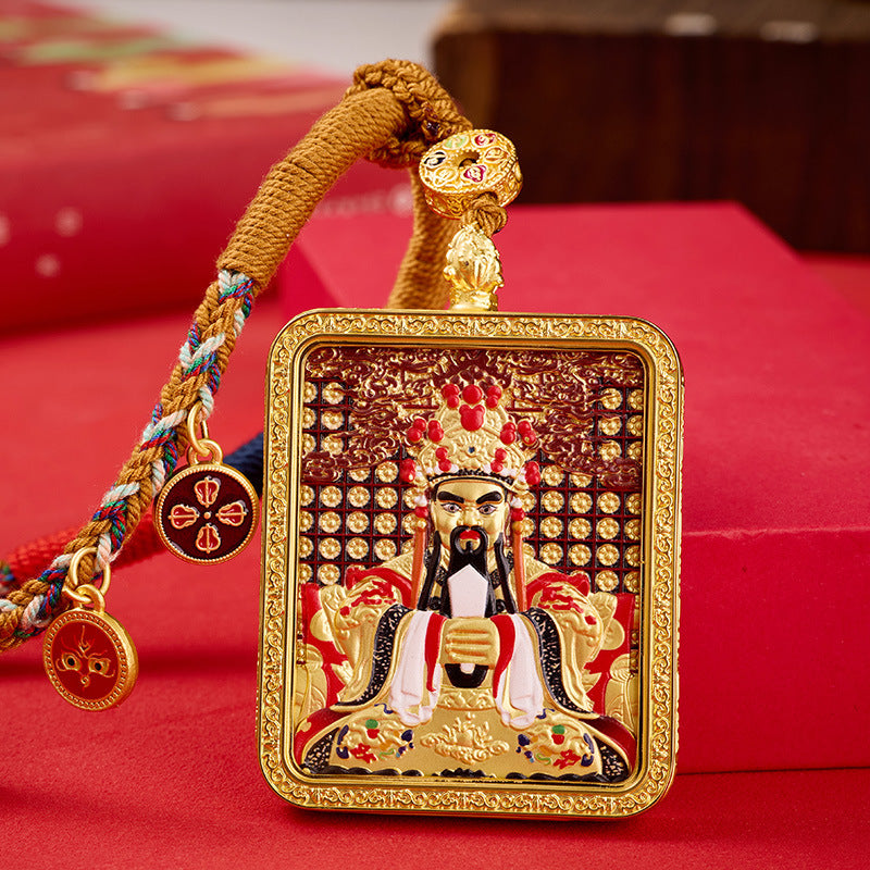 Wutai Wuye Buddha Thangka Pendant Zodiac Double-Sided Puxian Manshu Charm Dragon Year Half Painted Necklace
