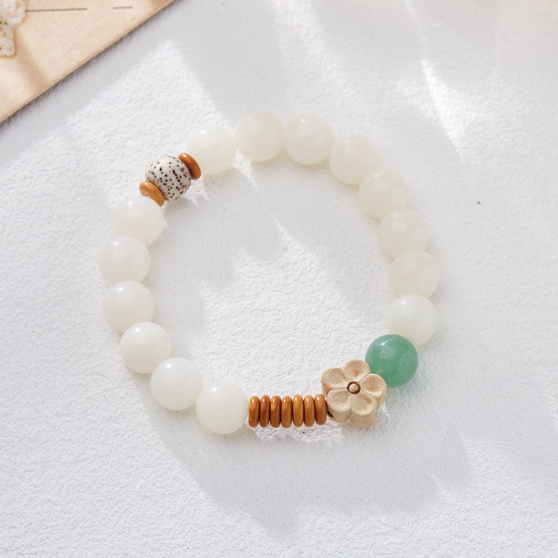 Custom Processing Original Natural Bodhi Root Bracelet White Jade Bodhi108Buddha Beads Prayer Beads Bodhi Bracelet