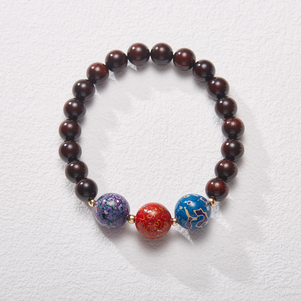 Natural Small Leaf Red Sandalwood Bracelet Authentic Old Material Sandalwood Buddha Beads Unisex Five-Way Five-Element Beads Wenwan Play Bracelet