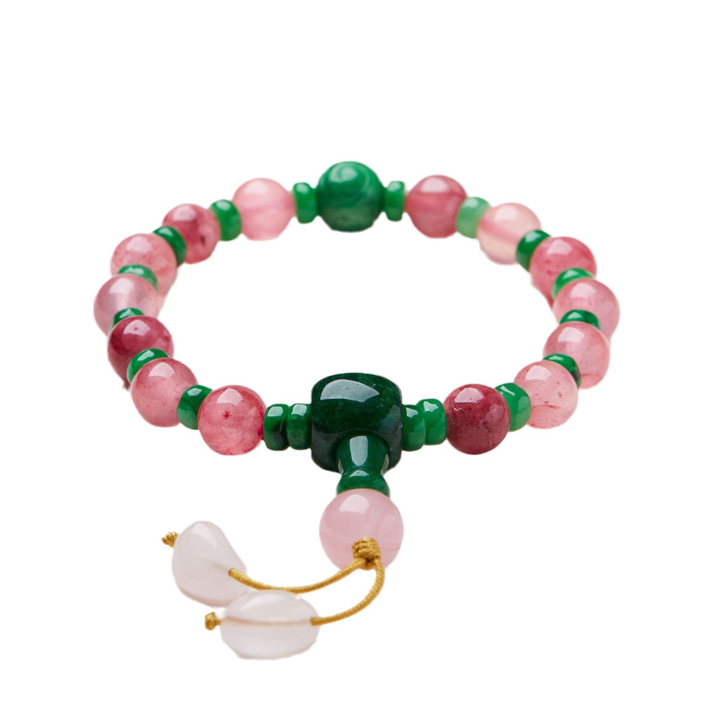 Museum Replica Qing Palace Eighteen Seeds Handheld Eighteen Beads Pink Bracelet Buddha Beads Cheongsam Brooch Pendant