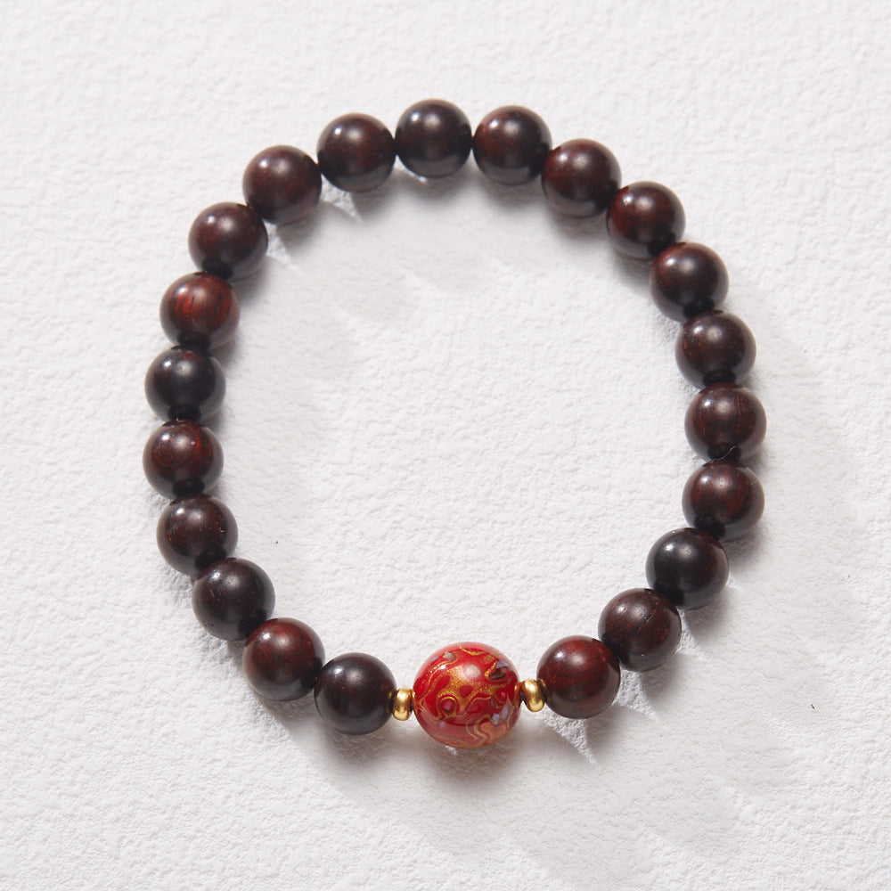 Natural Small Leaf Red Sandalwood Bracelet Authentic Old Material Sandalwood Buddha Beads Unisex Five-Way Five-Element Beads Wenwan Play Bracelet
