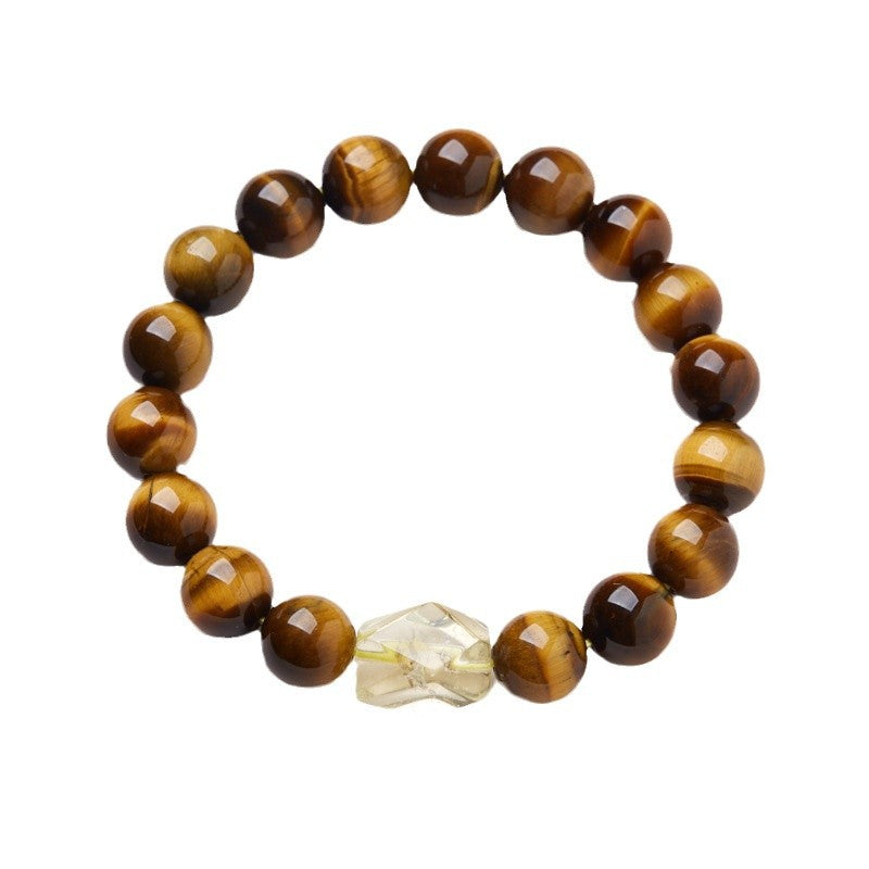 Ephemeral Secret Natural Realm10MM Tiger Eye Stone Bracelet Freeform Yellow Crystal Bracelet High-end Crystal Bracelet