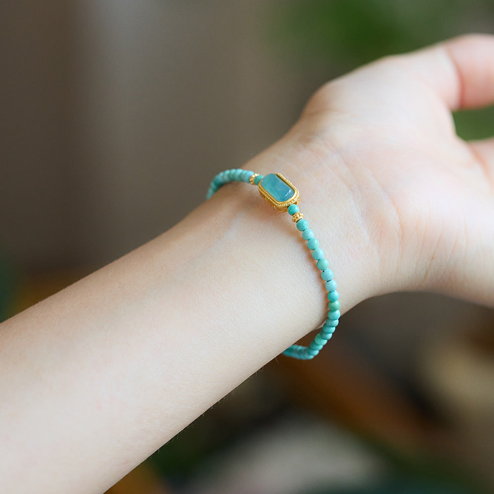 Hubei Original Mine Natural Green Pine Bracelet for Women S925Silver Inlaid Blue Water Jade Fine Texture Bracelet Gift for Girlfriend