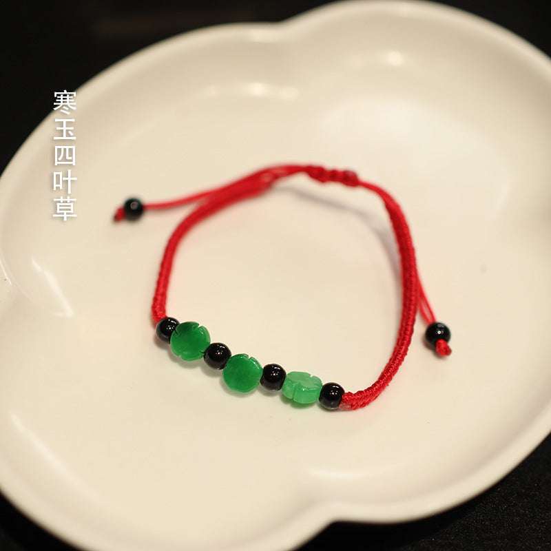Jadeite Jade Red String Bracelet Red String Handmade Woven Bracelet for Zodiac Year Dragon Boat Festival Red String Gift Small Accessories