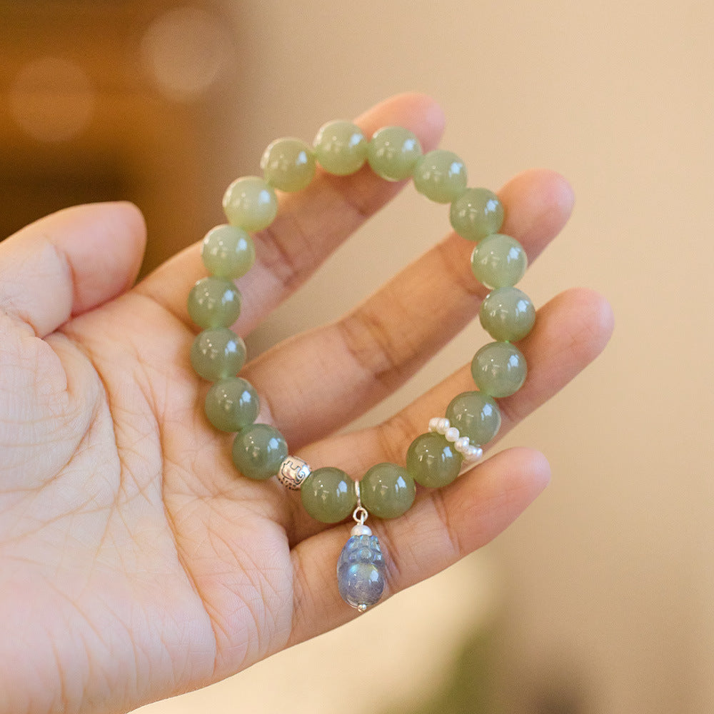 Customized Processing Natural Hetian Jade DIY Accessories Round Beads Loose Beads108Jade Bead Bracelet Accessories