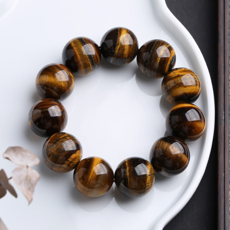 Jiaer Same Style Natural A Premium Tiger Eye Stone Bracelet Wood Transformation Stone Tiger Clear Stone Bracelet High-end Couple Bracelet