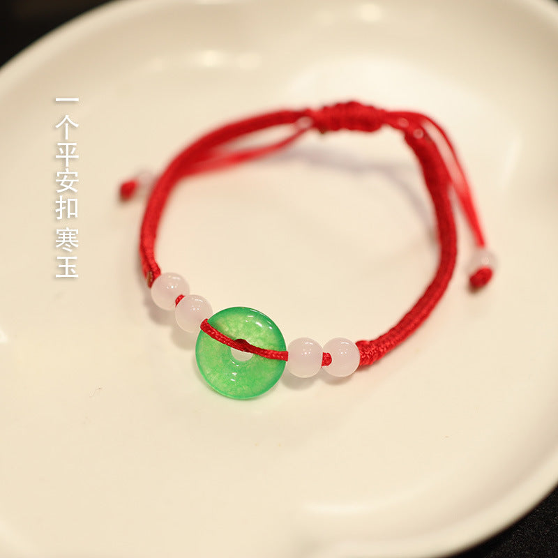Jadeite Jade Red String Bracelet Red String Handmade Woven Bracelet for Zodiac Year Dragon Boat Festival Red String Gift Small Accessories