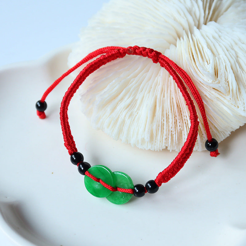 Jadeite Jade Red String Bracelet Red String Handmade Woven Bracelet for Zodiac Year Dragon Boat Festival Red String Gift Small Accessories