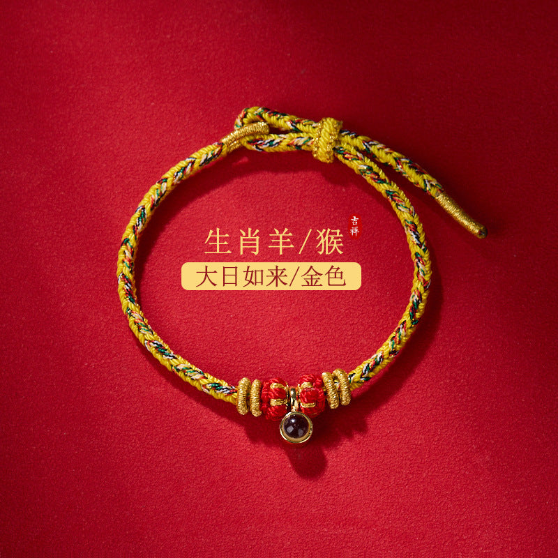 2024Handgefertigtes Armband mit rotem Band für Männer und Frauen, Sternzeichen-Schutz-Buddha-Projektionsstein, Shurangama-Mantra, Sechs-Wort-Mantra, Zwölf-Sternzeichen-Schutzgottheit