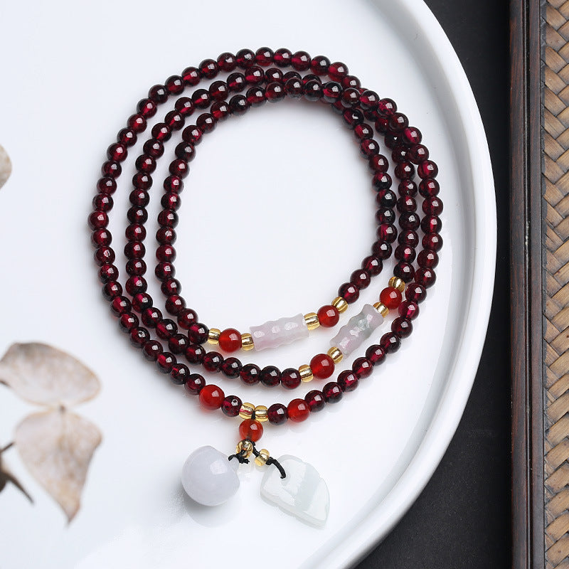 Natural Garnet Bracelet Multi-layer Beaded Bracelet5mm Natural emerald A Accessories Hot Sale