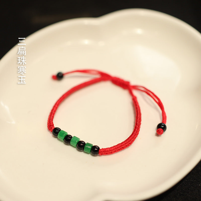Jadeite Jade Red String Bracelet Red String Handmade Woven Bracelet for Zodiac Year Dragon Boat Festival Red String Gift Small Accessories