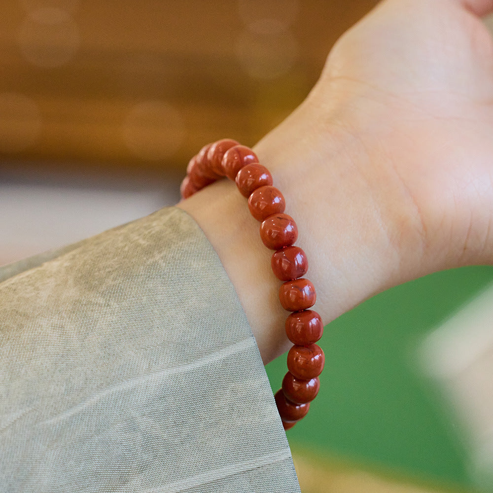 Chuanliang Liangshan Natural South Red Agate Bracelet Full Flesh Persimmon Red Old Xing Barrel Bead Straight Cut Agate Bracelet for Women
