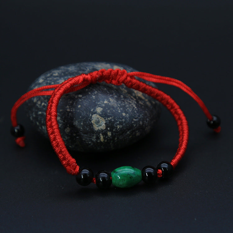 Jadeite Jade Red String Bracelet Red String Handmade Woven Bracelet for Zodiac Year Dragon Boat Festival Red String Gift Small Accessories