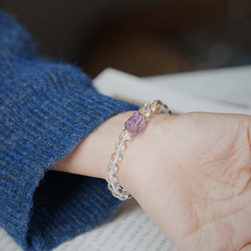 White Crystal Bracelet for Women, Star Holding Moon, Freeform Amethyst, High-end Feel Crystal Bracelet