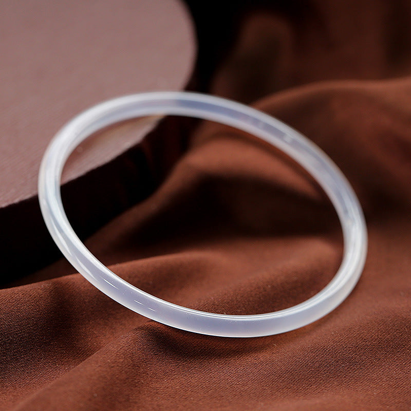 Gold-Devouring Beast Natural Chalcedony Ding-Dang Bracelet Agate Bracelet Ultra-Thin Strip Delicate and Exquisite Jade Bracelet Women's Jewelry Accessories