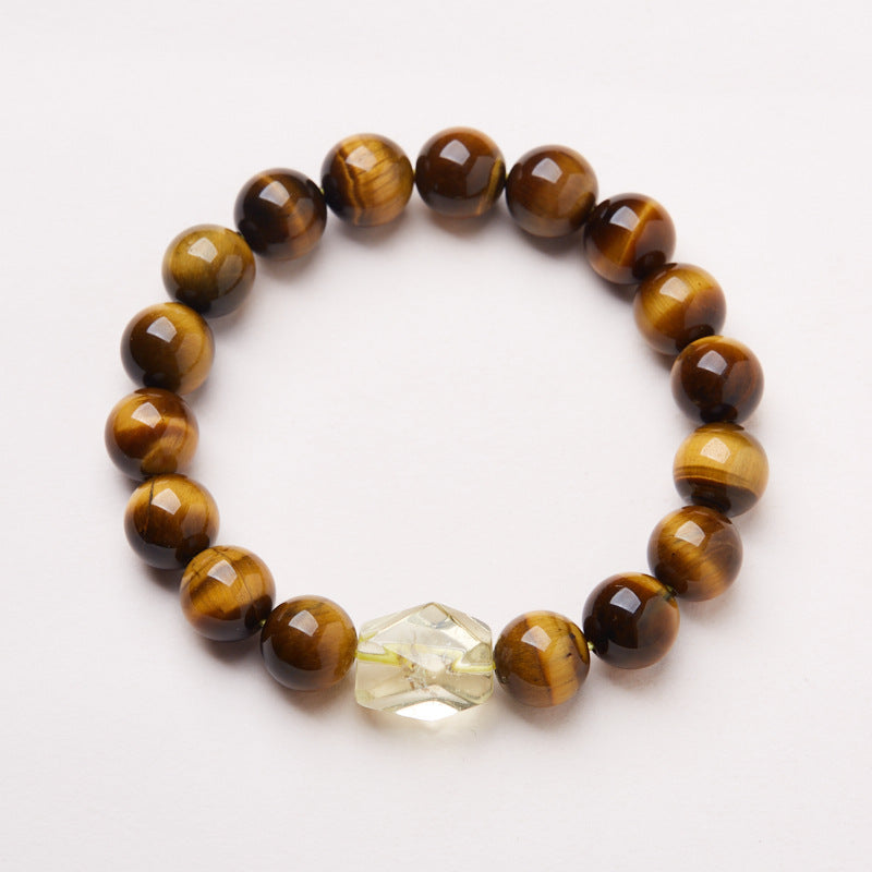 Ephemeral Secret Natural Realm10MM Tiger Eye Stone Bracelet Freeform Yellow Crystal Bracelet High-end Crystal Bracelet
