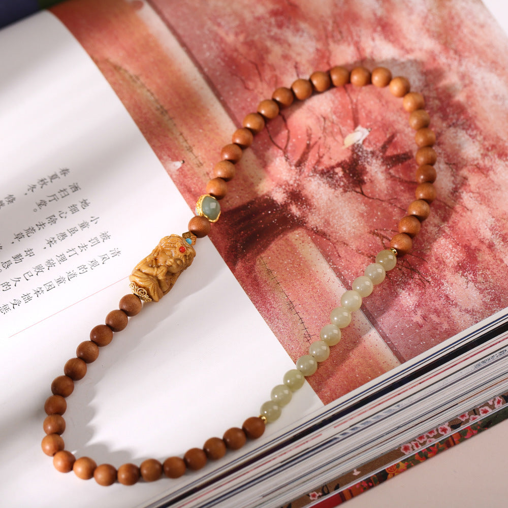 Natural Milk Fragrance Sandalwood Barbie Sandalwood Bracelet Zakiram Hetian Jade High-end Bracelet