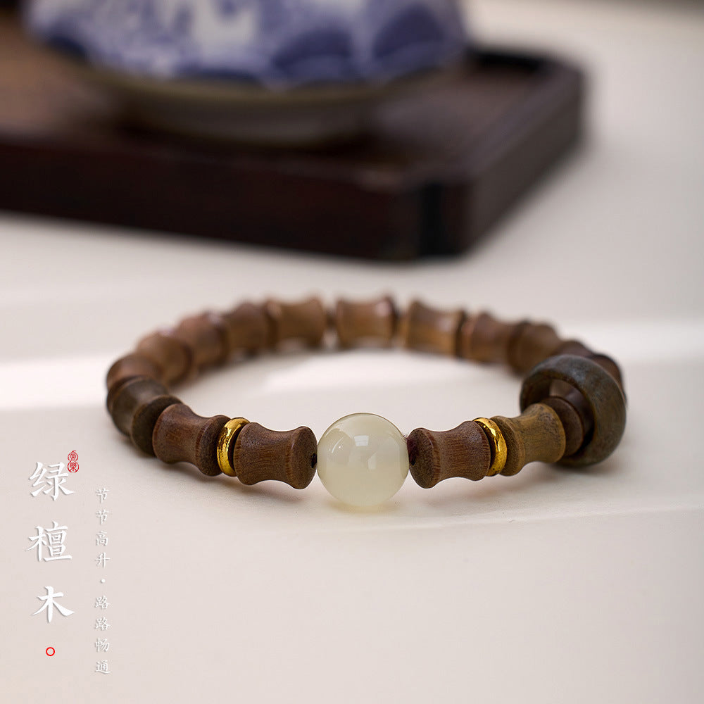 Natural Sandalwood Bamboo Knot Bracelet Luminous Beads Sandalwood Bracelet Cultural Play Prayer Beads Unisex Couple Bracelet