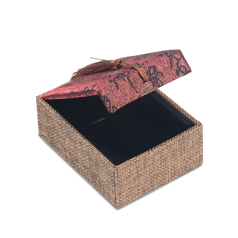 Buddha Bead Bracelet Box Hand String Bracelet Gift Box In-stock Packaging Box Exquisite Packaging Burlap Box