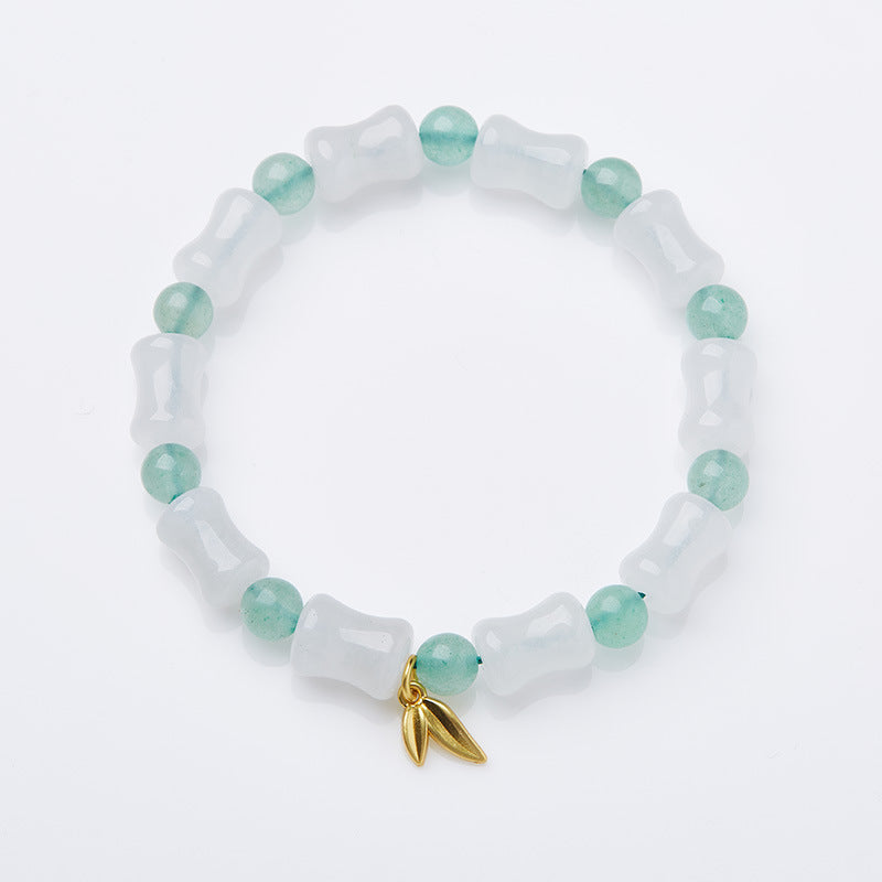 Natural Tianshan Jade Bamboo Knot Bracelet for Women Wallet Drum Money Bag Golden Silk Jade High-end Feel Bestie Bracelet Gift