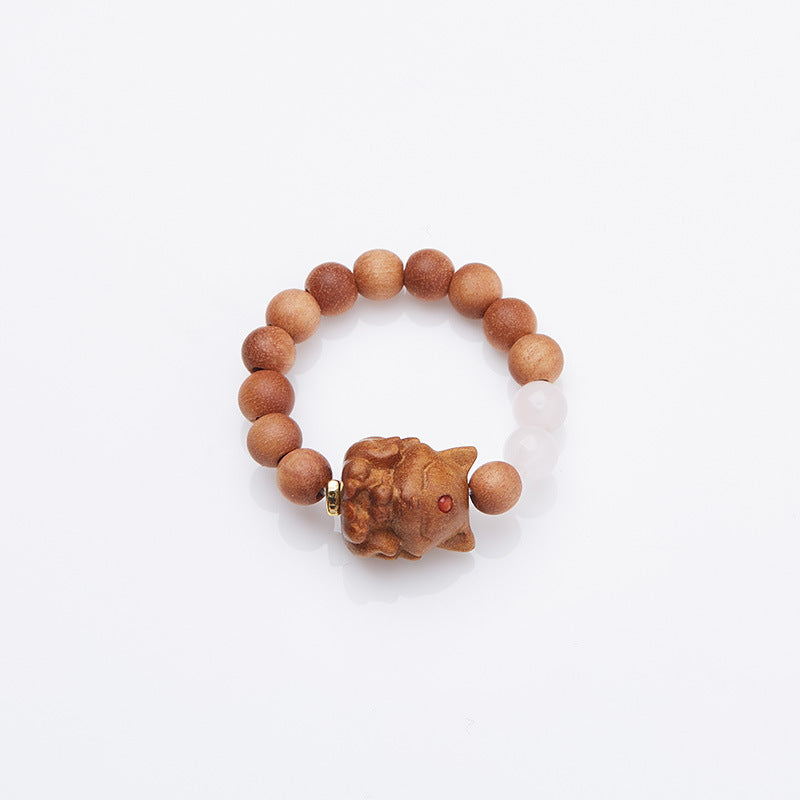 Fox Matchmaker Same Style Milk Fragrance Sandalwood Phoenix Nine Fox Demon Bracelet Nine-Tailed Fox Hetian Jade Double Circle Bracelet Set