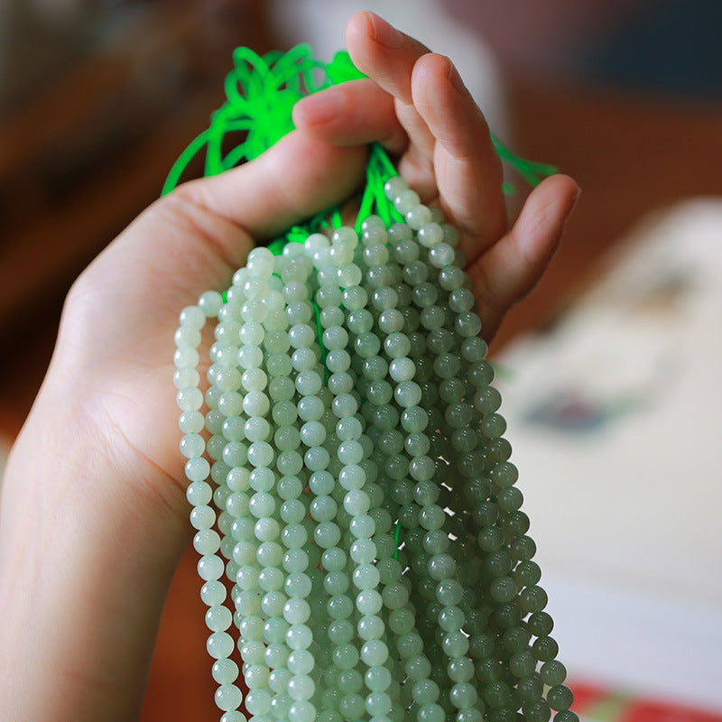 Customized Processing Natural Hetian Jade DIY Accessories Round Beads Loose Beads108Jade Bead Bracelet Accessories