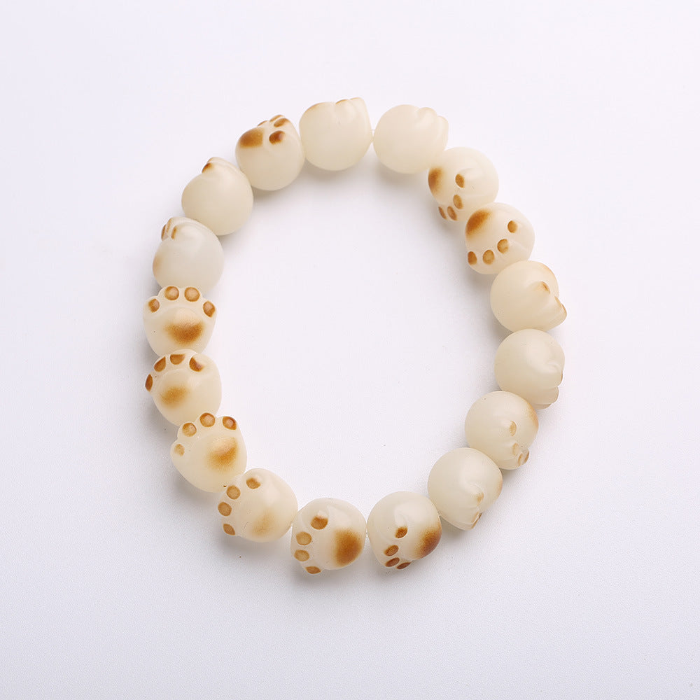 Original Natural Bodhi Root Hand Skewers/White Jade Bodhi 108 Buddha Bead Rosary/Bodhi Bracelet