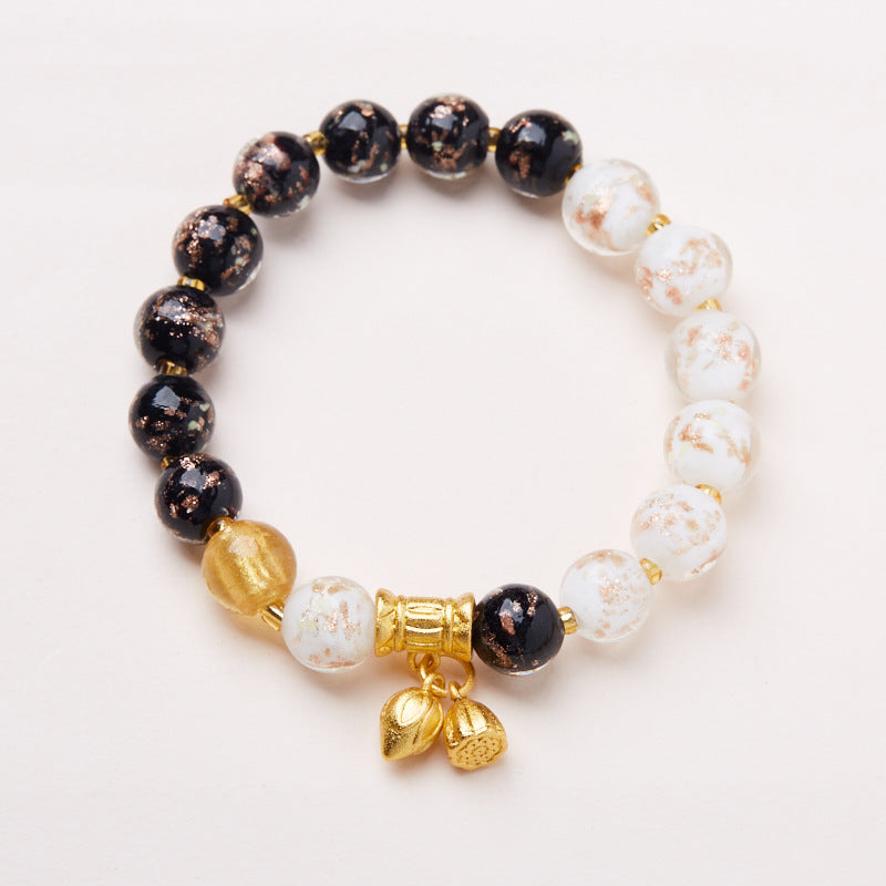 Temple with the same fragrant gray glazed hand string / Baifu Guzhen two-time huan / luminous two-color glazed advanced feel hand string