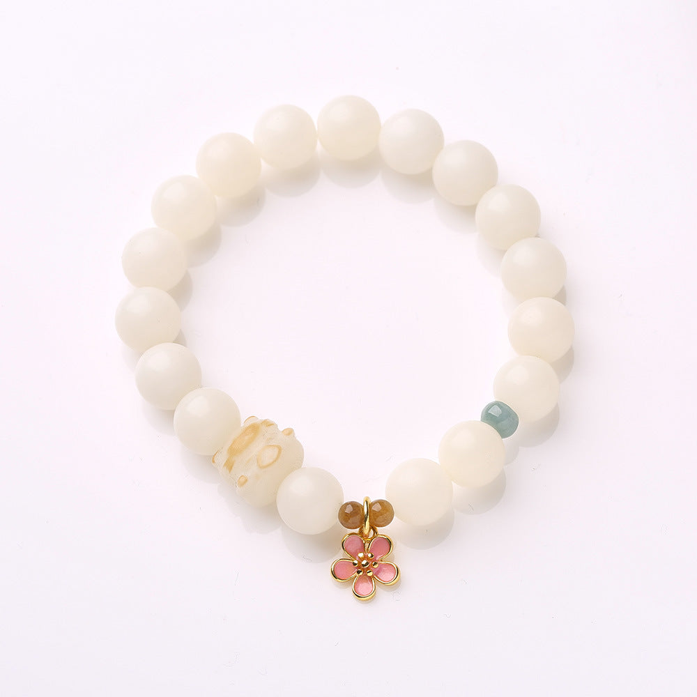 Original Natural Bodhi Root Hand Skewers/White Jade Bodhi 108 Buddha Bead Rosary/Bodhi Bracelet