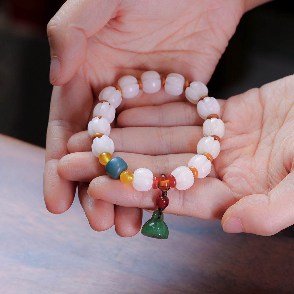 Original Natural Bodhi Root Hand Skewers/White Jade Bodhi 108 Buddha Bead Rosary/Bodhi Bracelet