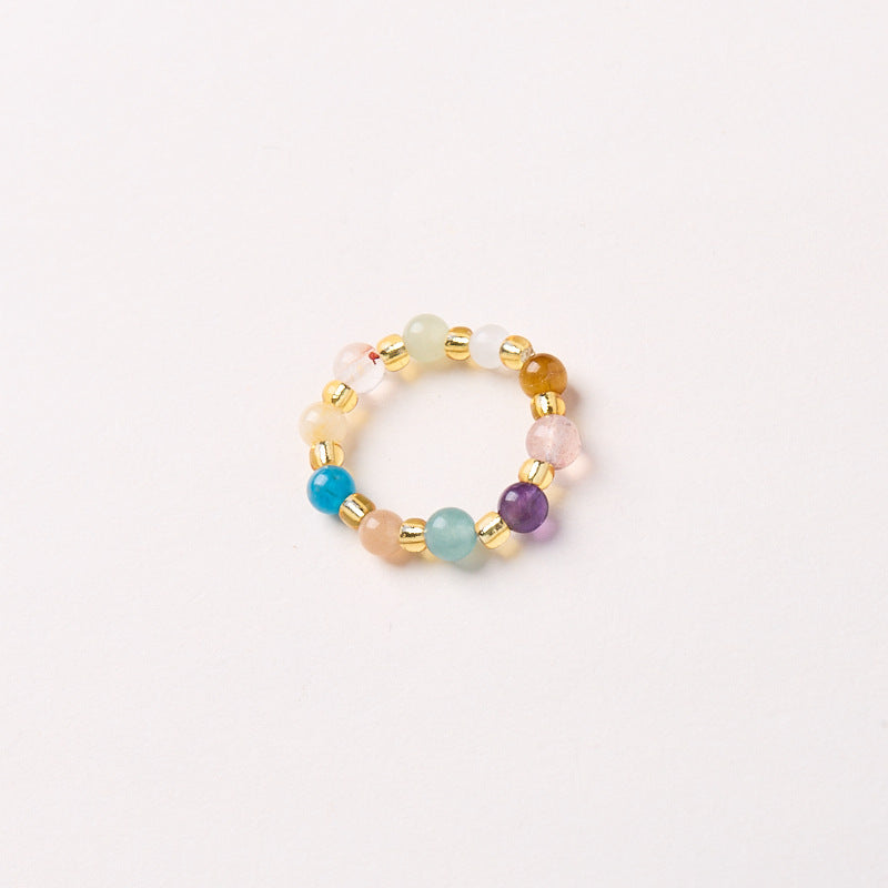 Natural tourmaline ring/freshwater pearl garnet crystal/stretch good luck peach blossom to temperament ring