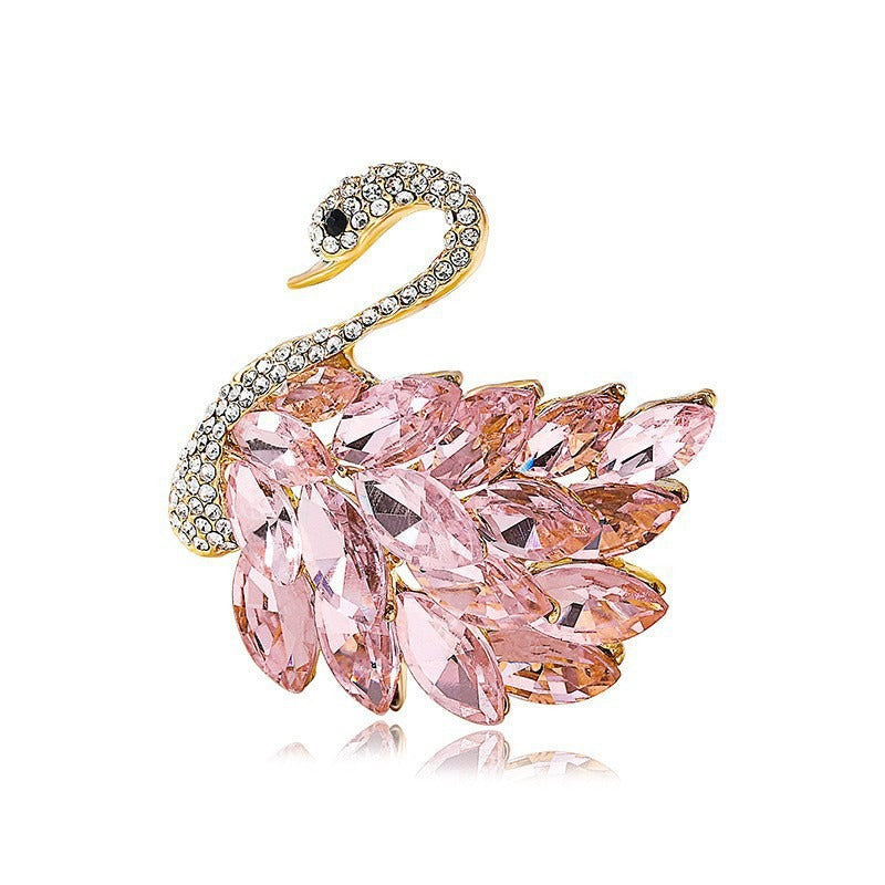 Ladies Swan Crystal Brooch
