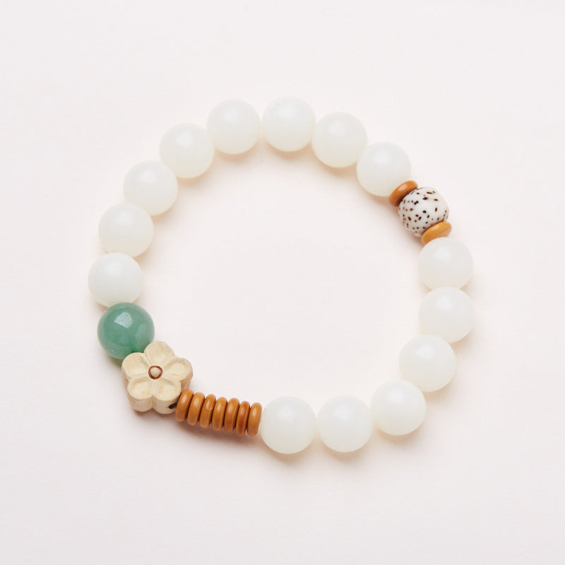 Original Natural Bodhi Root Hand Skewers/White Jade Bodhi 108 Buddha Bead Rosary/Bodhi Bracelet
