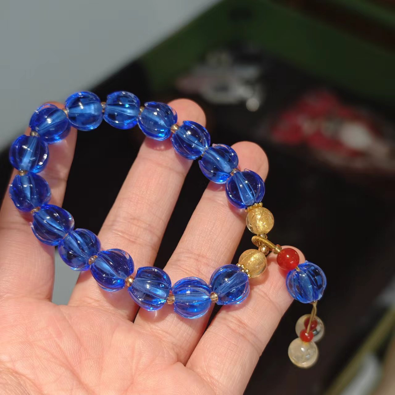 Temple with the same Twilight Mountain purple glazed bracelet female / purple gold glazed natural fluorite lion string / cultural play accessories