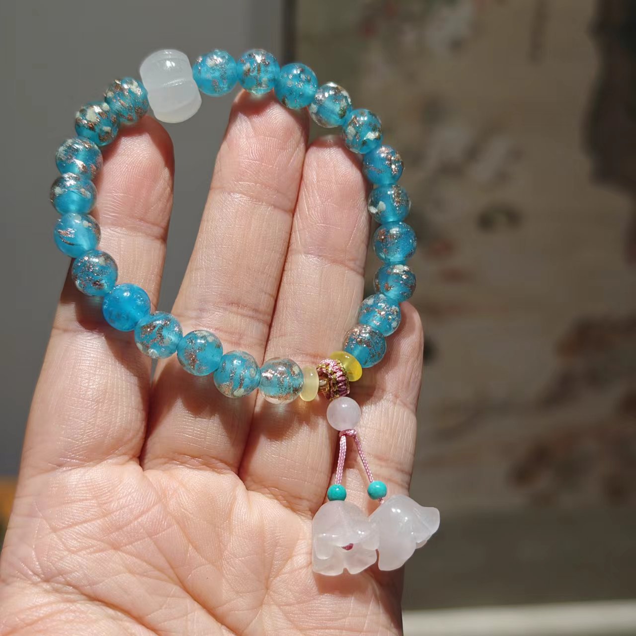 Temple with the same Twilight Mountain purple glazed bracelet female / purple gold glazed natural fluorite lion string / cultural play accessories