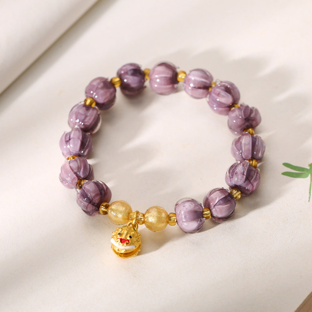 Temple with the same Twilight Mountain purple glazed bracelet female / purple gold glazed natural fluorite lion string / cultural play accessories